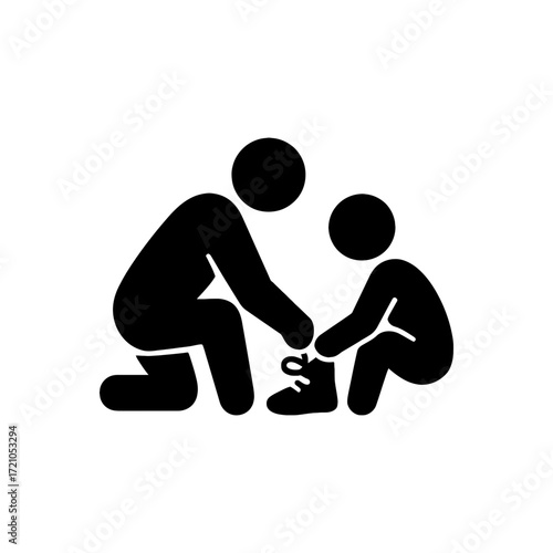 Father teaching tying icon