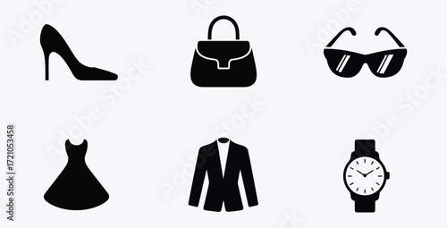 Fashion and style icon set accessories clothing and jewelry design