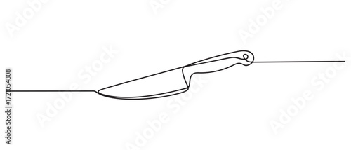 Continuous one line art drawing of knife outline vector illustration, Kitchen knife one line continuous drawing. one line Icon drawing with white background