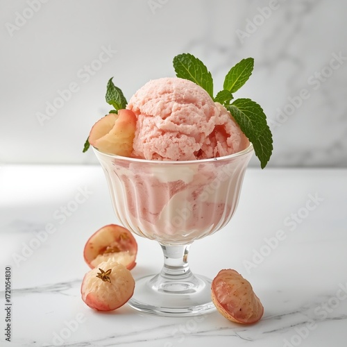 Gourmet Lychee Frozen Dessert in Glass Bowl