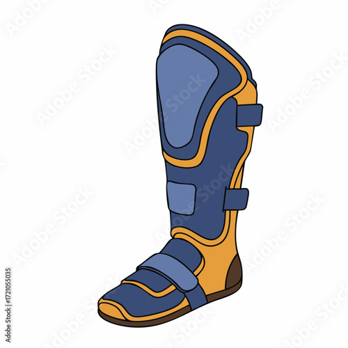 Cartoon Style Detailed Shin Guard Equipment Illustration Isolated on White