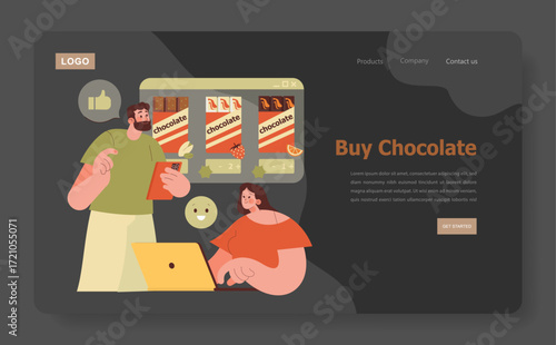 Online Chocolate Shopping Vector Illustration