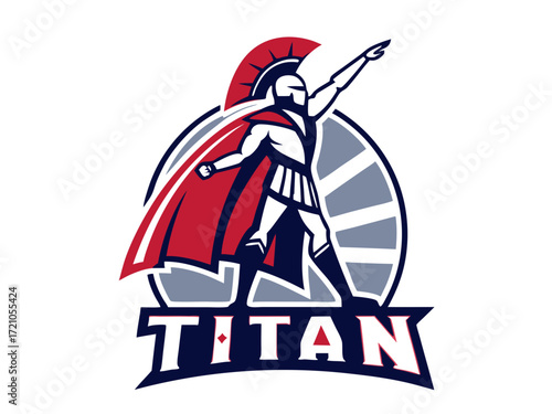 Powerful Spartan Warrior with Axe, Ready for Battle, for Titan Esports Logo