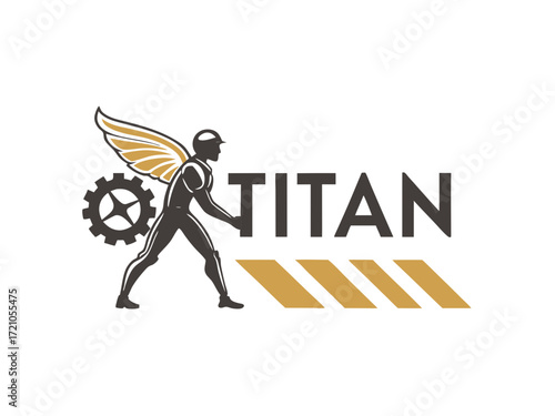 Powerful Spartan Warrior with Axe, Ready for Battle, for Titan Esports Logo