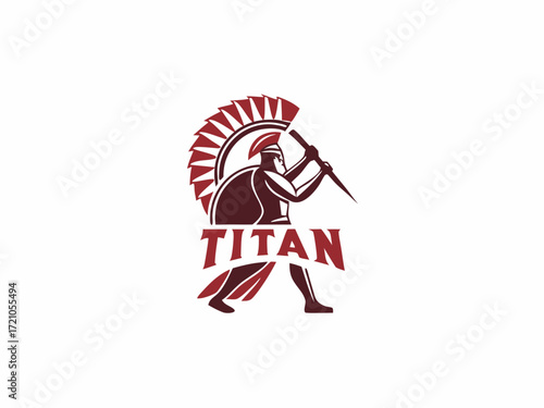 Powerful Spartan Warrior with Axe, Ready for Battle, for Titan Esports Logo