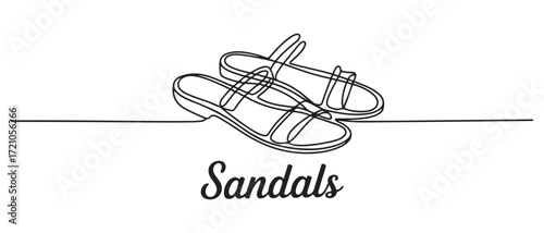 One line drawing Sandals vector. Slippers single line vector linear icon. one line Icon drawing with white background