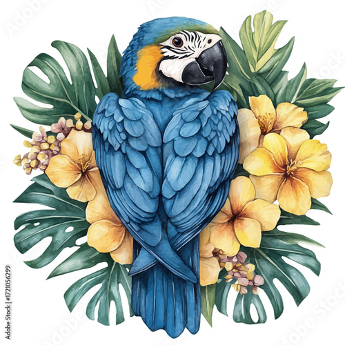 Colombian Tropical Joy, watercolor painting vector, isolated on a white background.