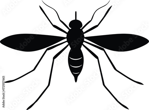 mosquito symbol, flying bug silhouette
