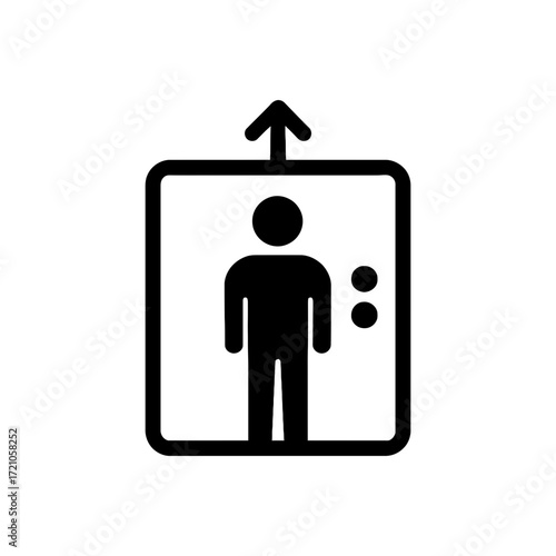 Man going up in an elevator icon