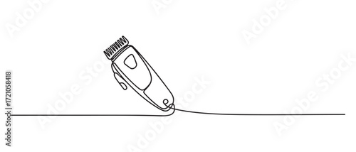 Electric hair clipper one line continuous drawing. Barber shop and hairdresser tools. one line Icon drawing with white background