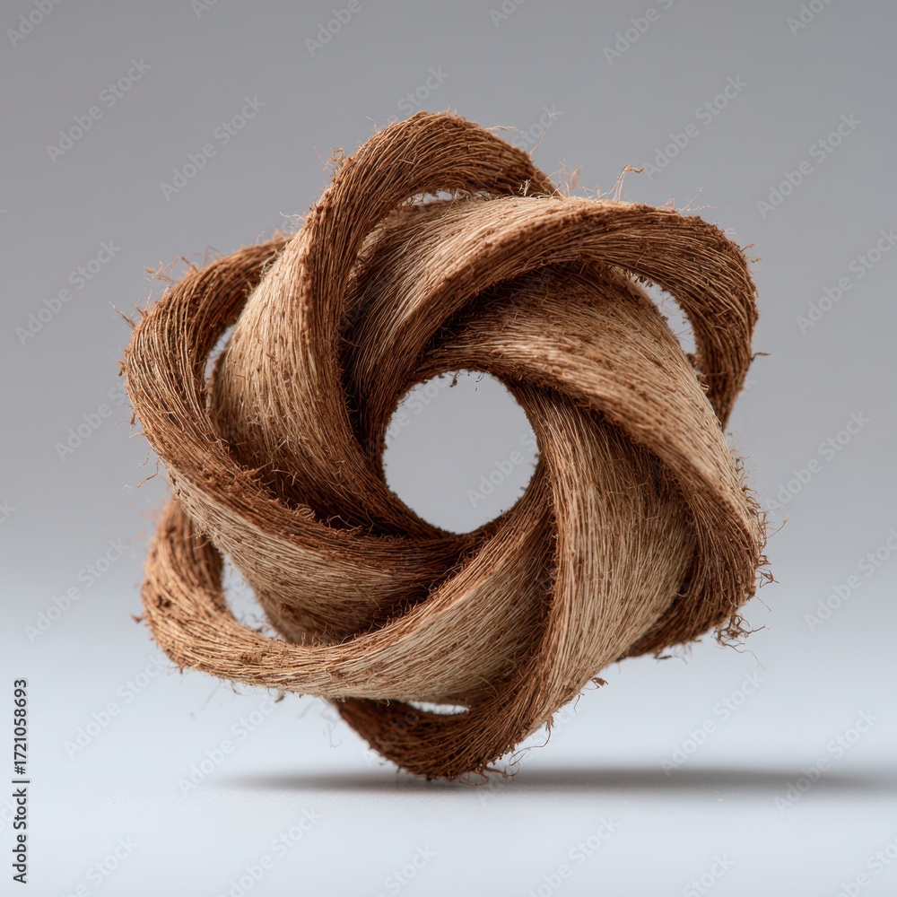Fototapeta premium Textured natural fiber sculpture with intricate twists and elegant design for organic art and home decor