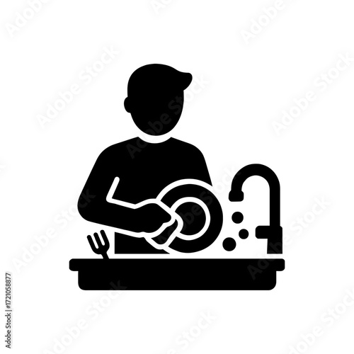 Man washing dishes icon