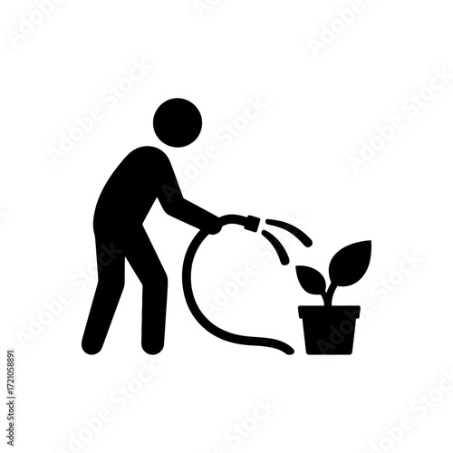 Man watering a plant icon