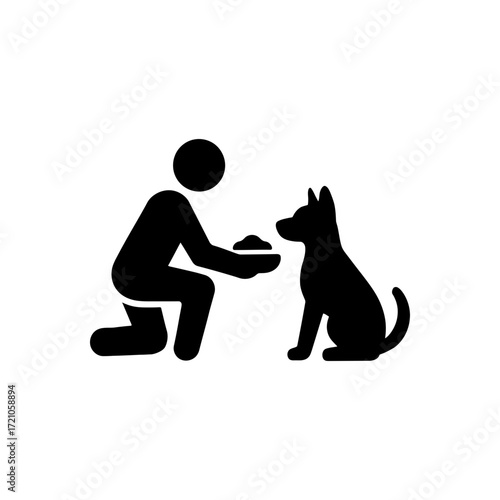 Man feeding a dog icon