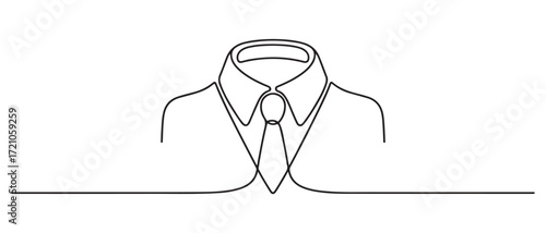 Collar with necktie continuous line drawing. Business and fashion style concept. one line Icon drawing with white background