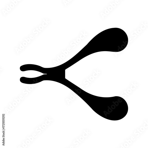 Stylized drawing of tongs or forceps for medical or culinary use, in black