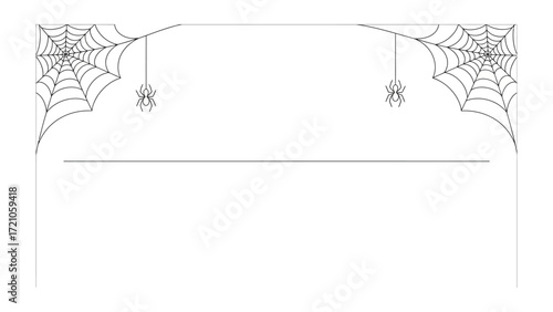 Creepy Halloween Decoration: Spooky arachnid webs in a decorative, minimalist style, perfect for holiday themes, invitations or crafting.