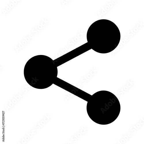 Minimalist black share icon symbol representing connection and networking on white backdrop