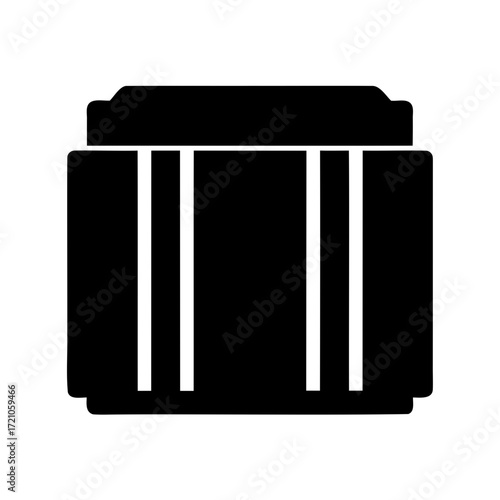 Black box with white lines symbolizing organization, structure, and containment or packaging