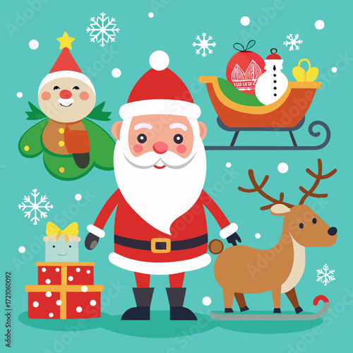 santa claus with reindeer