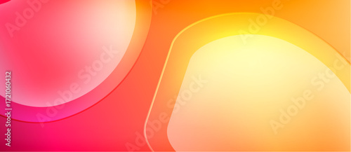 Abstract gradients blend vibrant orange, pink hues. Smooth shapes overlap creating soft visual flow. Modern design evokes warmth, energy.
