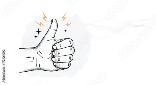 Give your project a powerful boost with this dynamic hand giving a positive thumbs up, signaling approval and success with energetic accents