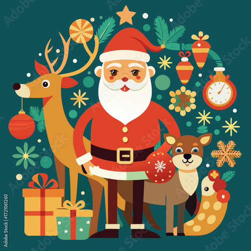 santa claus and christmas reindeer