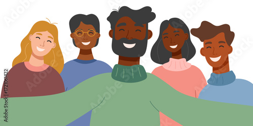 Concept of selfie on gadget camera. Taking a photo by a phone camera. Man holding smartphone and taking a photo of yourself and friends. Vector hand drawn clipart isolated on white.