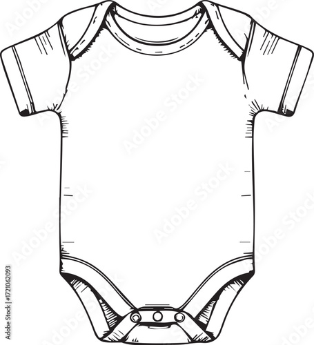 Baby Bodysuit Sketch: A simple and elegant illustration of a baby bodysuit, designed with meticulous attention to detail, conveying a sense of comfort and ease for the infant.
