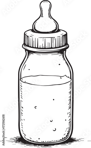Nourishment's Embrace: An illustrative depiction of a baby bottle, the essence of early sustenance. The artistic touch captures the gentle purity of nourishment.