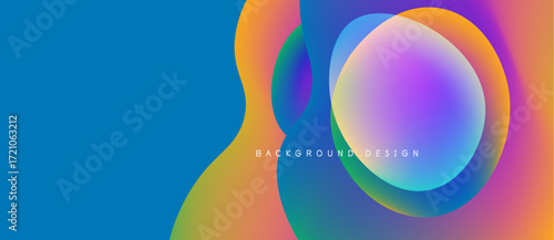Vibrant abstract gradients blend, creating fluid shapes. Colors transition smoothly, forming dynamic visual texture. Background design element.