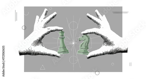 Strategic hands poised to move chess pieces symbolizing business competition and decision making