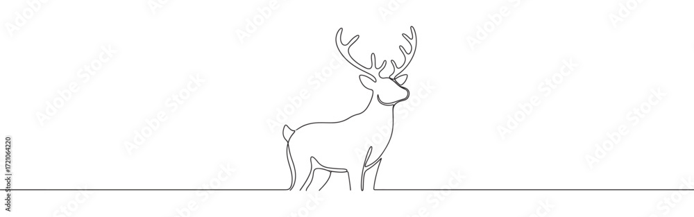 Fototapeta premium Deer line art. Reindeer continuous one line drawing.