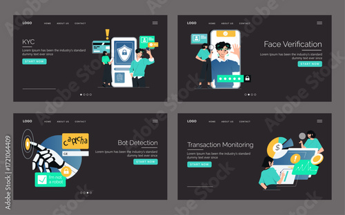 Digital Security and Verification Vector Illustration Set