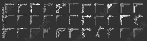 Decorative corner frames set vintage floral ornament vector collection