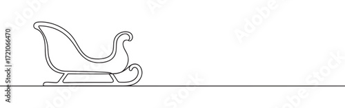 Santa's sleigh line art. Sleigh continuous one line drawing.