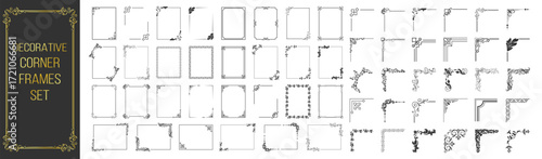 Ornamental label frames. Decorative vintage frames and retro borders. Wedding and museum picture ornaments. Vector set of elegant frames and design elements on transparent background