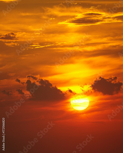 Vertical shot of a beautiful sunset sky