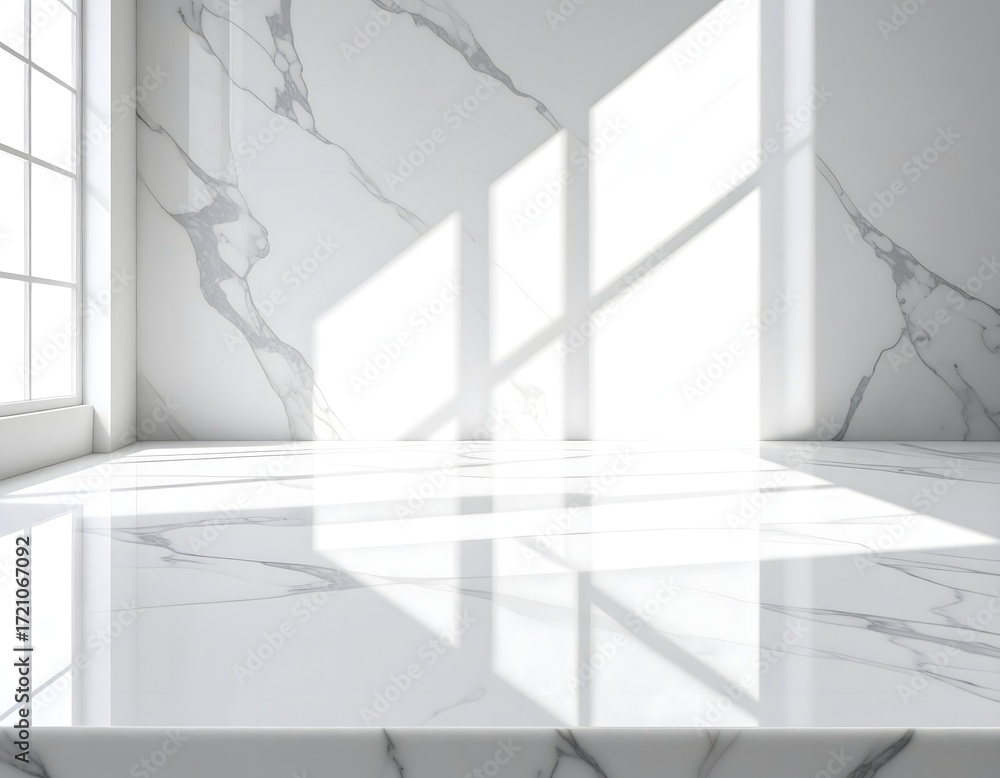 Obraz premium Bright Minimalist Interior with White Marble and Natural Light
