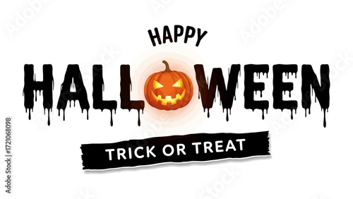 Happy Halloween Decoration: An eerie Halloween message adorned with a grinning jack-o'-lantern in a spooky celebration of the holiday spirit.