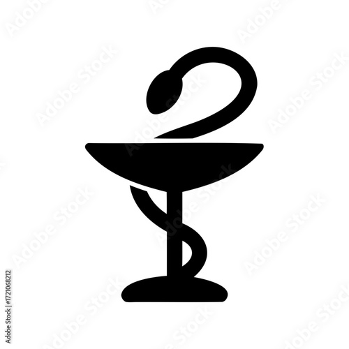 The Bowl of Hygieia a symbol of pharmacy isolated on white background