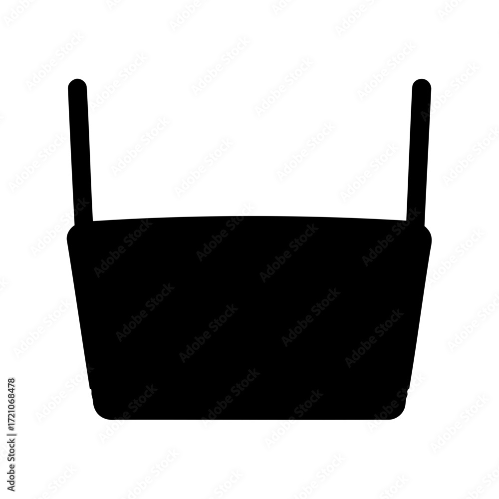Obraz premium Black silhouette illustration of a modern wifi router with two antennas