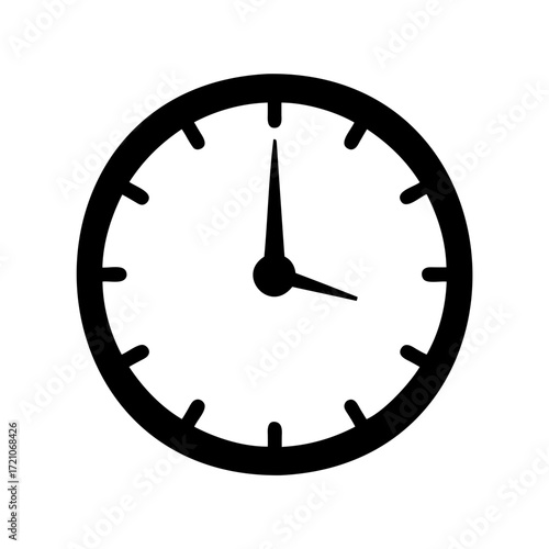 Simple Black Clock Icon Showing the Time of 305, flat design