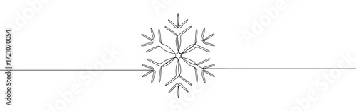 Snowflake line art. Christmas and winter continuous one line drawing.