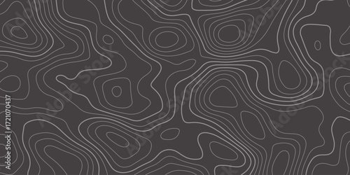 Abstract design with seamless pattern with lines topographic map. geographic mountain relief. the black on gray contours topography stylized height of the lines. geographic contour map paper texture.