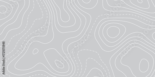Abstract design with seamless pattern with lines topographic map. geographic mountain relief. the white on gray contours topography stylized height of the lines. geographic contour map paper texture.