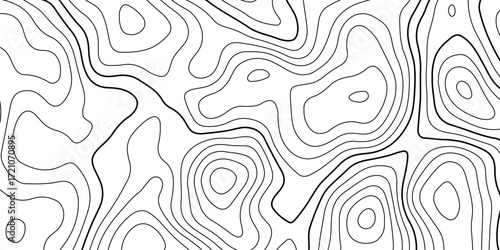 Abstract design with seamless pattern with lines topographic map. geographic mountain relief. the white on black contours topography stylized height of the lines. geographic contour map paper texture.