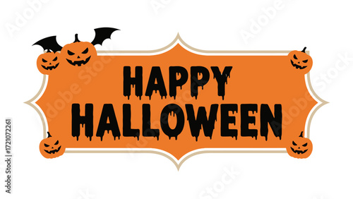 Spooky Halloween Greeting: A cheerful Halloween message, framed by pumpkin and bat illustrations, perfectly captures the eerie yet fun spirit of All Hallows' Eve.