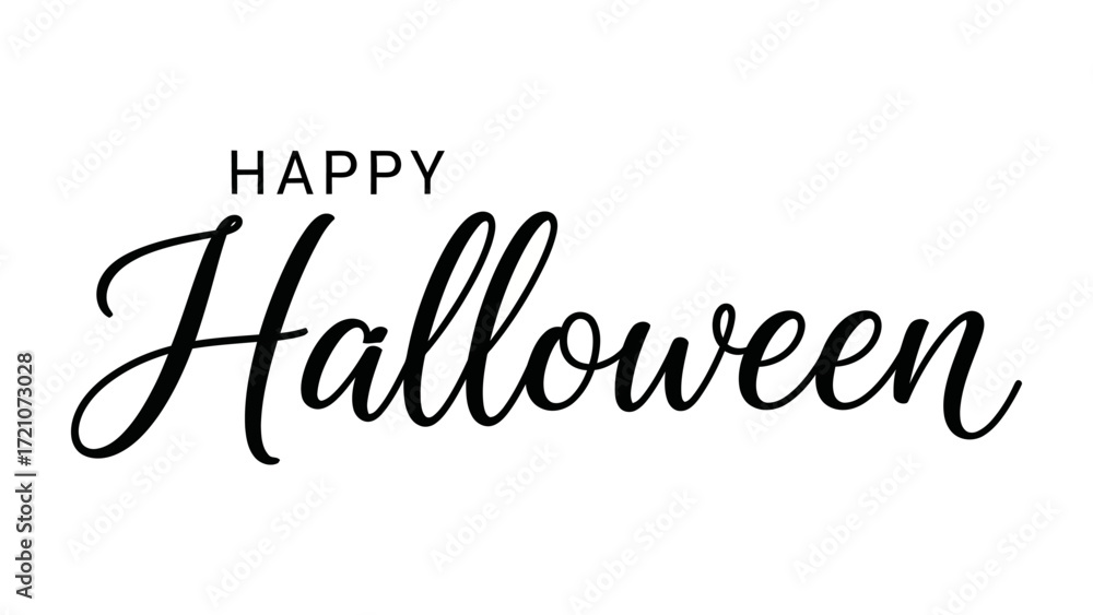 Fototapeta premium Halloween Celebration: Happy Halloween in elegant script, perfect for a festive holiday greeting, this photo invites spooky fun and seasonal cheer. 