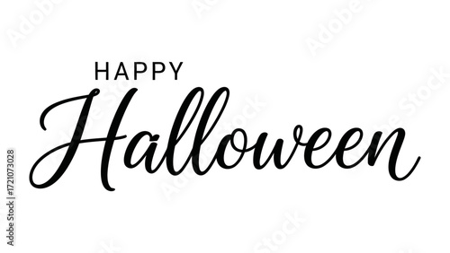 Halloween Celebration: Happy Halloween in elegant script, perfect for a festive holiday greeting, this photo invites spooky fun and seasonal cheer. 